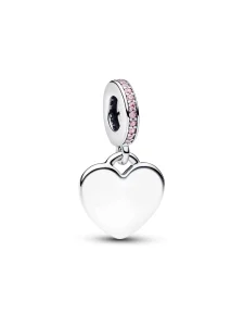(image for) PANDORA Engravable Heart Charm 793926C02 | Pink Stone