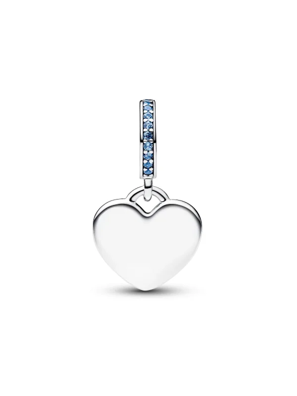 (image for) Pandora Engravable Heart Blue Stone Dangle Charm - 793926C03 - View 4