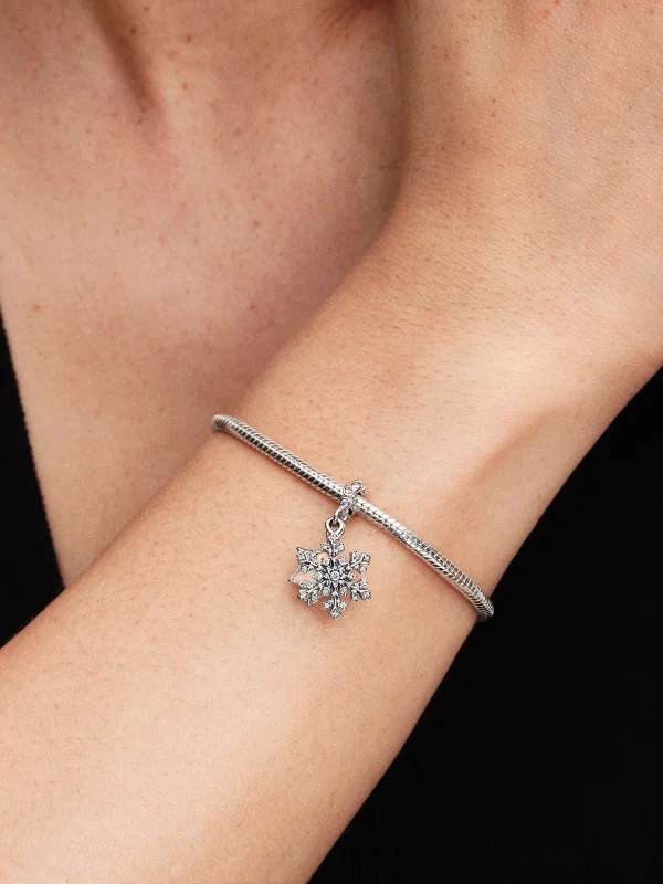 (image for) Pandora Opalescent Snowflake Double Dangle Charm - 794142C01 - View 2
