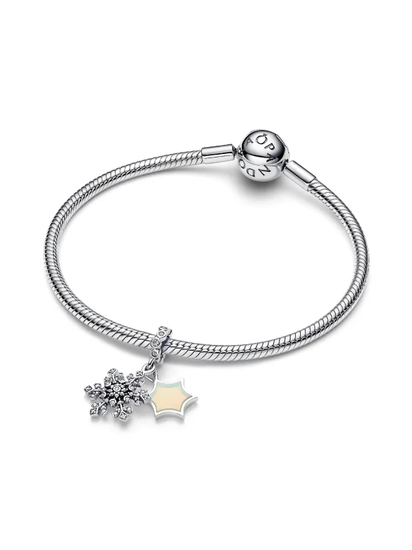 (image for) Pandora Opalescent Snowflake Double Dangle Charm - 794142C01 - View 3