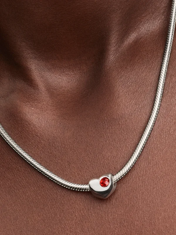 (image for) Pandora January Engravable Red Stone Heart Charm - 794161C01 - View 2