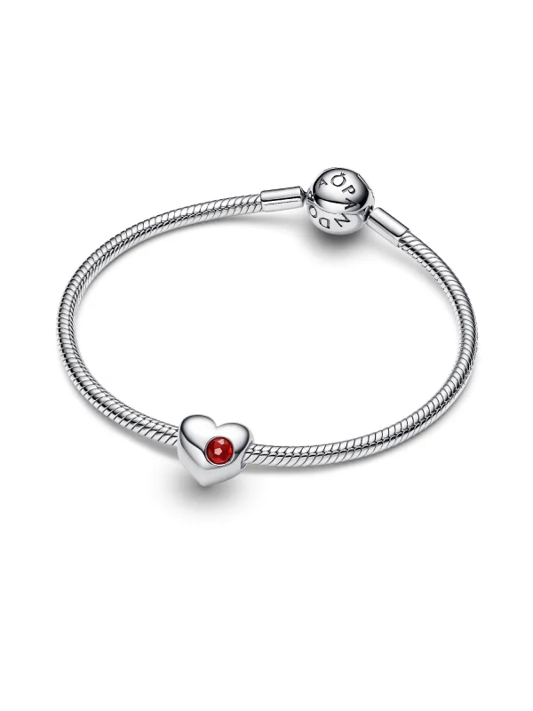(image for) Pandora January Engravable Red Stone Heart Charm - 794161C01 - View 6