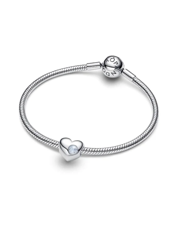 (image for) Pandora March Engravable Sea Aqua Blue Stone Heart Charm - 794161C03 - View 4