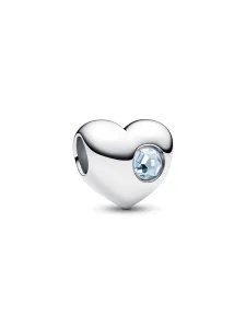 (image for) Pandora March Engravable Sea Aqua Blue Stone Heart Charm - 794161C03