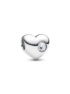 Pandora April Engravable Clear Stone Heart Charm - 794161C04 (image for) Pandora April Engravable Clear Stone Heart Charm - 794161C04