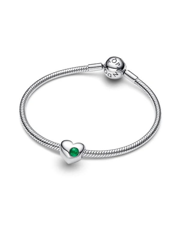 (image for) Pandora May Engravable Green Stone Heart Charm - 794161C05 - View 6