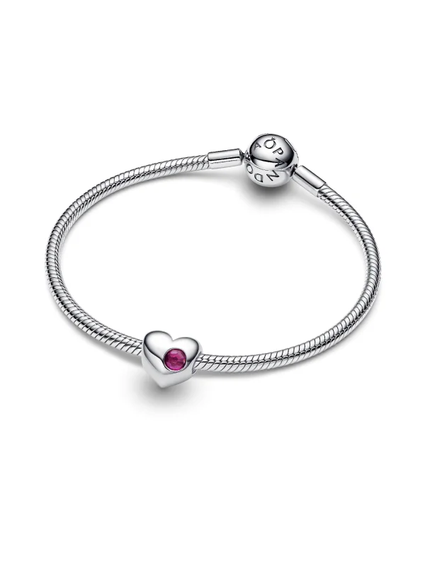 (image for) Pandora July Engravable True Red Stone Heart Charm - 794161C07 - View 6
