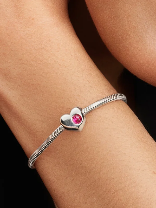 (image for) PANDORA October Charm 794161C10 Pink Stone Heart Charm - View 2