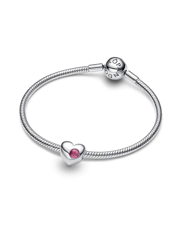 (image for) PANDORA October Charm 794161C10 Pink Stone Heart Charm - View 4