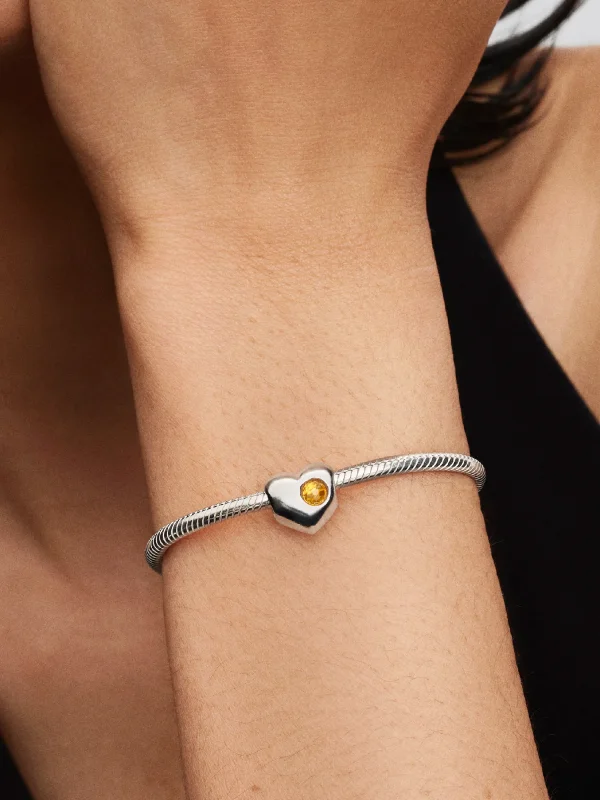 (image for) Pandora November Engravable Honey Stone Heart Charm - 794161C11 - View 2