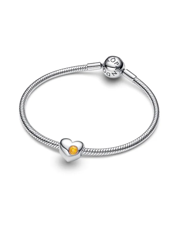 (image for) Pandora November Engravable Honey Stone Heart Charm - 794161C11 - View 4