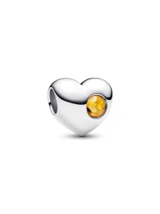 Pandora November Engravable Honey Stone Heart Charm - 794161C11 (image for) Pandora November Engravable Honey Stone Heart Charm - 794161C11