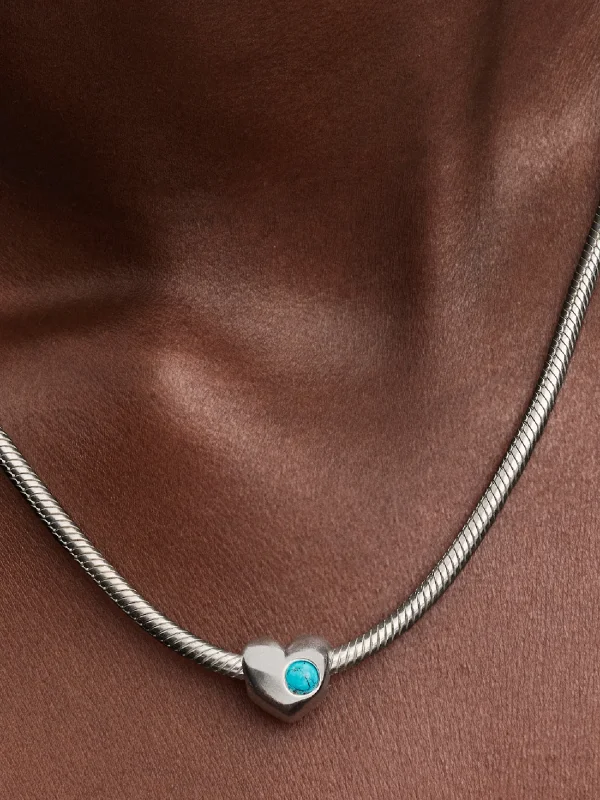 (image for) Pandora December Engravable Turquoise Blue Stone Heart Charm - 794161C12 - View 2