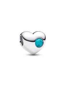 (image for) Pandora December Engravable Turquoise Blue Stone Heart Charm - 794161C12