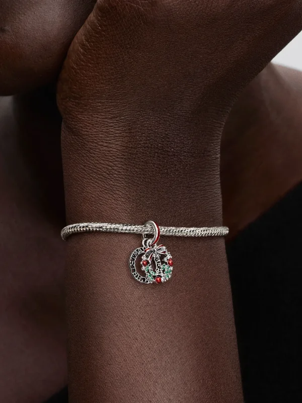 (image for) Pandora Holiday Wreath Double Dangle Charm - 794238C01 - View 2