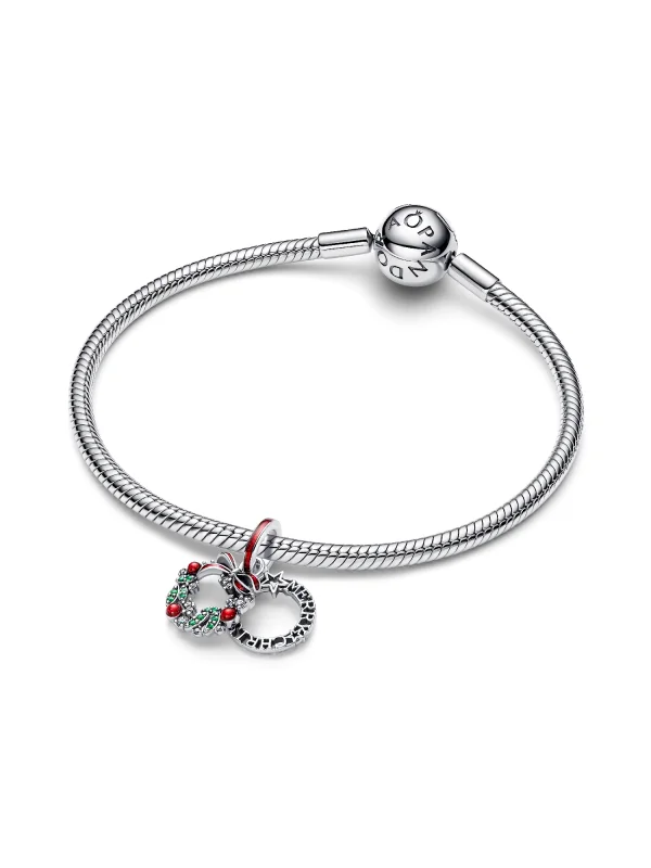 (image for) Pandora Holiday Wreath Double Dangle Charm - 794238C01 - View 4
