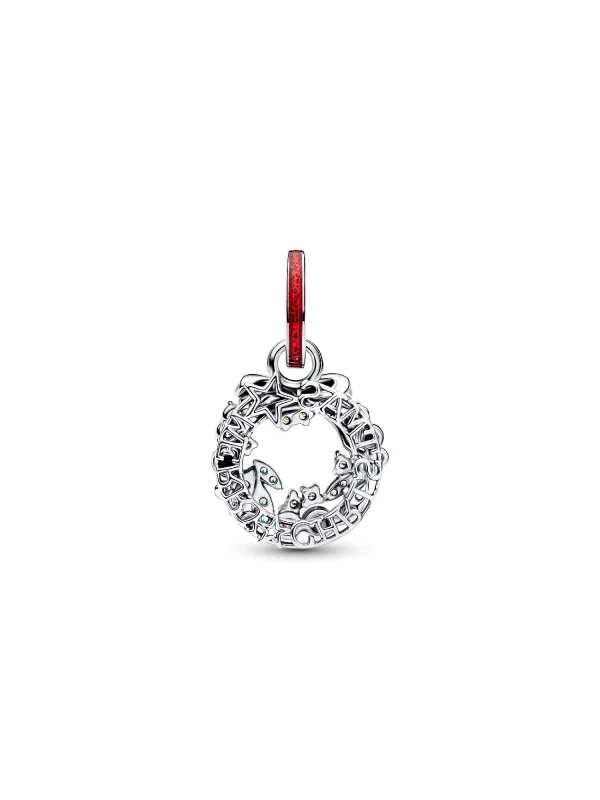 (image for) Pandora Holiday Wreath Double Dangle Charm - 794238C01 - View 6