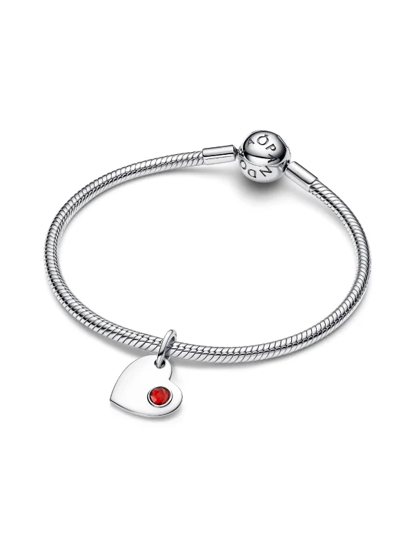 (image for) Pandora January Engravable Heart Red Stone Dangle Charm - 794295C01 - View 5