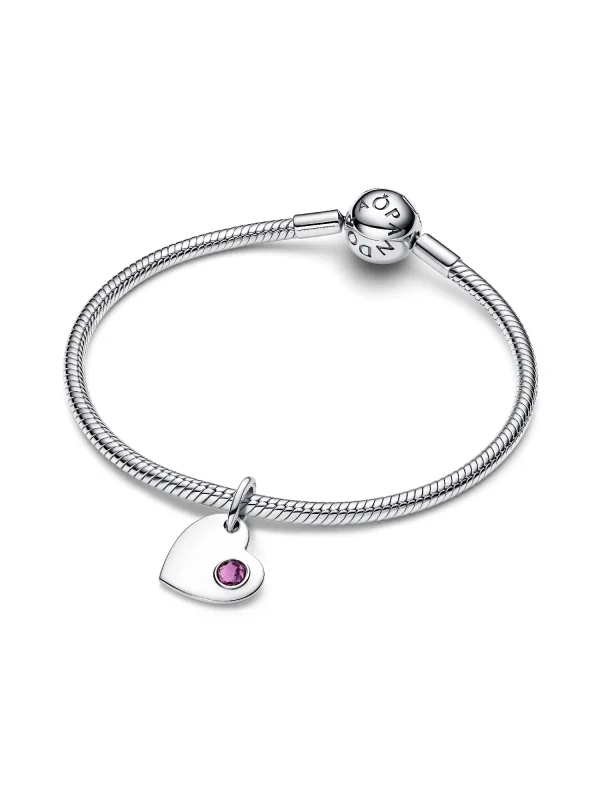 (image for) Pandora February Engravable Heart Purple Stone Dangle Charm - 794295C02 - View 3