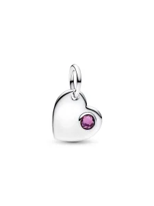 (image for) Pandora February Engravable Heart Purple Stone Dangle Charm - 794295C02