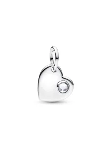 (image for) Pandora April Engravable Heart Clear Stone Dangle Charm - 794295C04