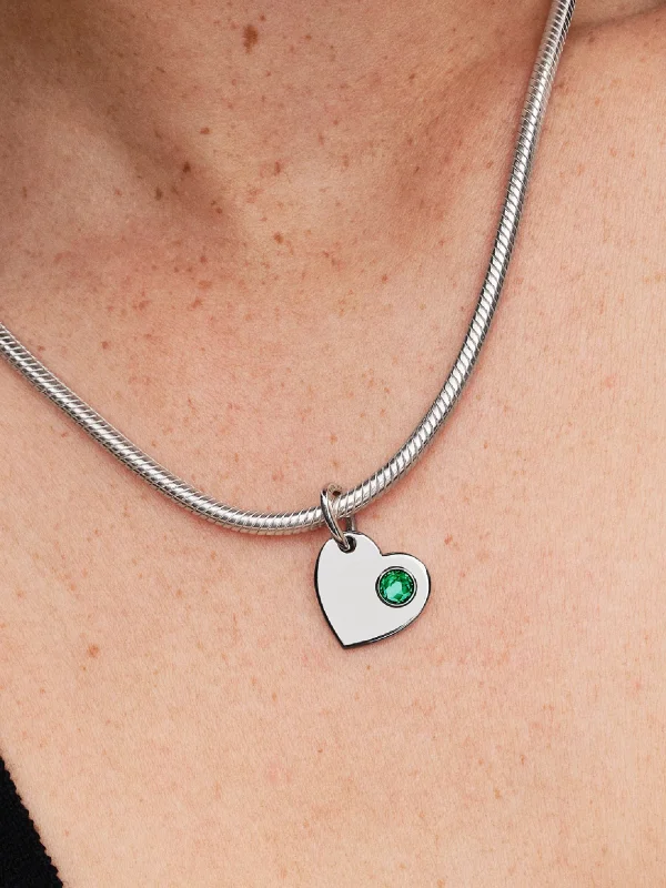 (image for) Pandora May Engravable Heart Green Stone Dangle Charm - 794295C05 - View 2