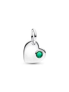 (image for) Pandora May Engravable Heart Green Stone Dangle Charm - 794295C05
