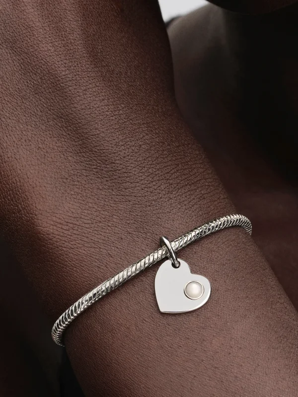 (image for) Pandora June Engravable Heart White Stone Dangle Charm - 794295C06 - View 2