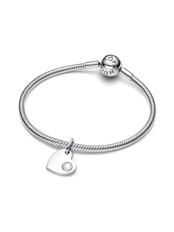 (image for) Pandora June Engravable Heart White Stone Dangle Charm - 794295C06 - View 4