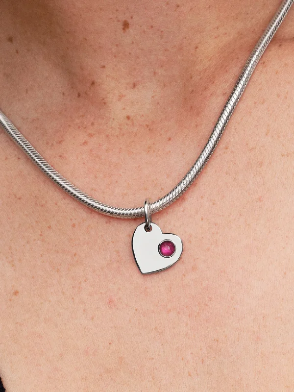 (image for) Pandora July Engravable Heart True Red Stone Dangle Charm - 794295C07 - View 2