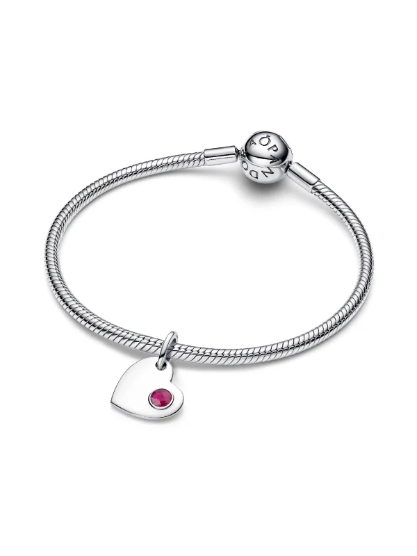 (image for) Pandora July Engravable Heart True Red Stone Dangle Charm - 794295C07 - View 3