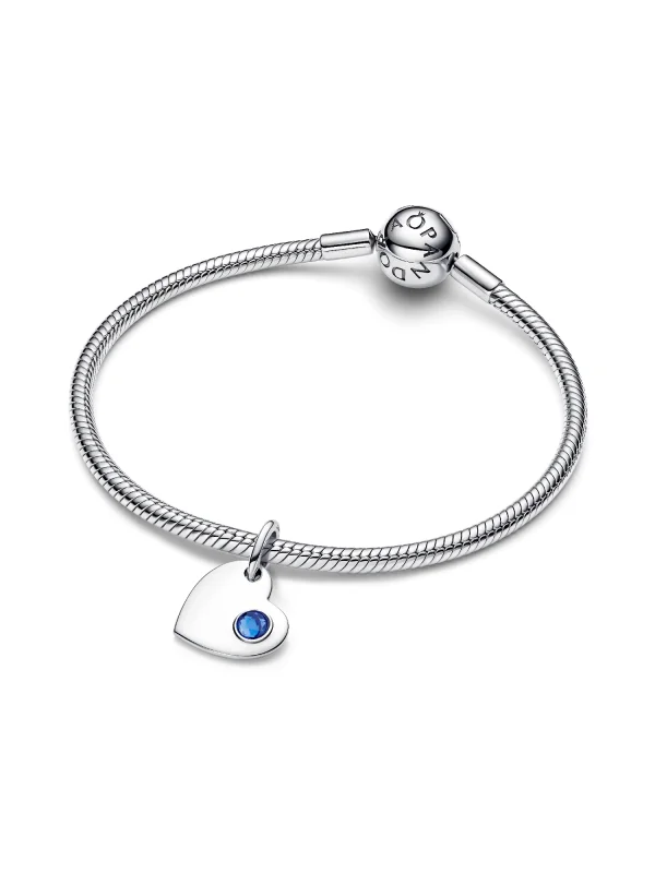 (image for) Pandora September Engravable Heart Blue Stone Dangle Charm - 794295C09 - View 4