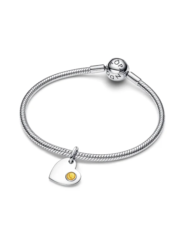 (image for) Pandora November Engravable Heart Honey Stone Dangle Charm - 794295C11 - View 3