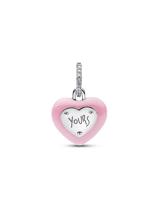 (image for) Pandora Pink Ceramic Heart Padlock Dangle Charm - 794424C01 - View 5