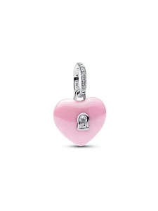 (image for) Pandora Pink Ceramic Heart Padlock Dangle Charm - 794424C01