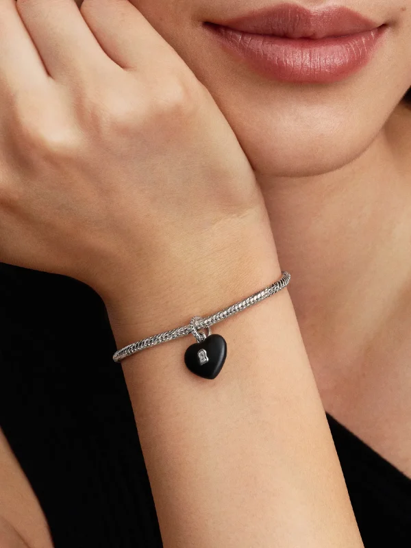(image for) Pandora Matte Black Ceramic Heart Padlock Dangle Charm - 794424C02 - View 2
