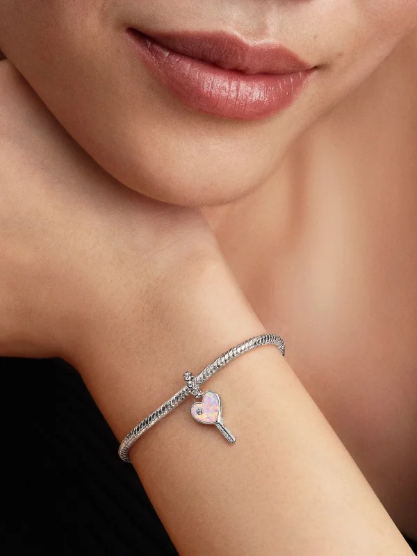 (image for) Pandora Opalescent Heart Key Dangle Charm - 794427C01 - View 2