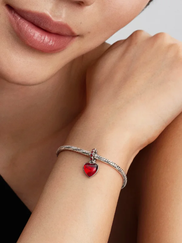 (image for) Pandora Red Murano Glass Heart Double Dangle Charm - 794429C01 - View 2