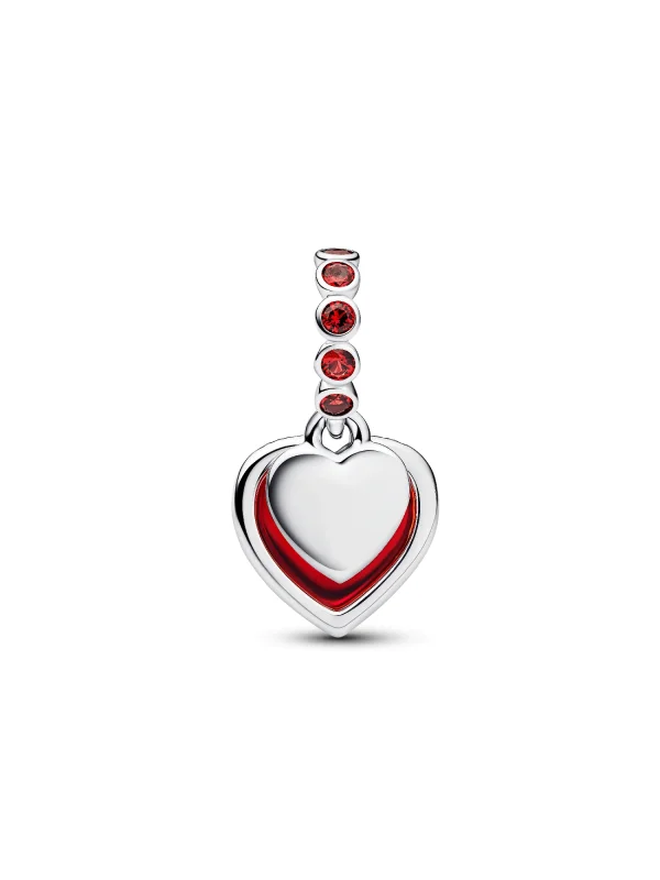 (image for) Pandora Red Murano Glass Heart Double Dangle Charm - 794429C01 - View 3