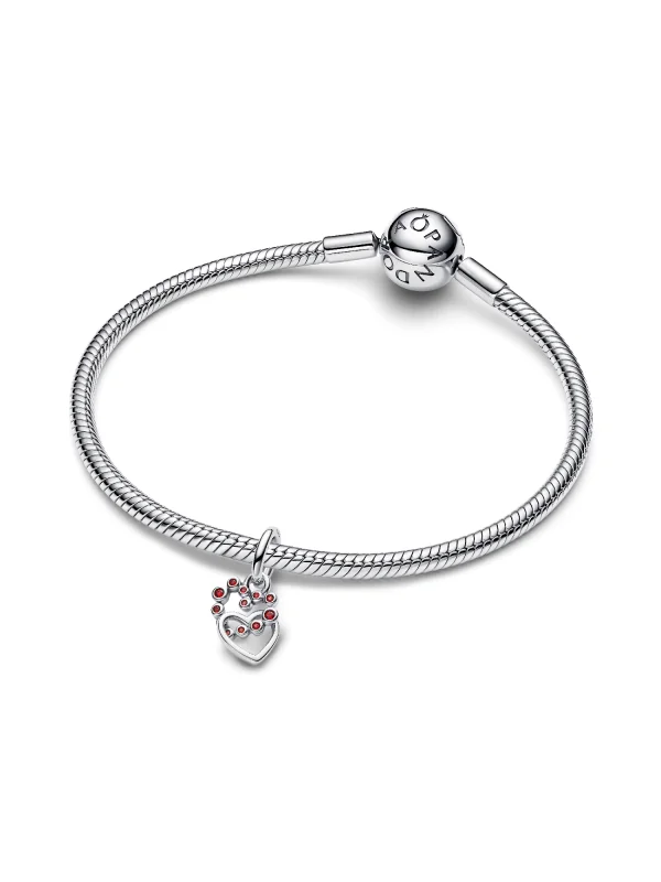 (image for) Pandora Connected Hearts & Red Stones Dangle Charm - 794435C01 - View 3