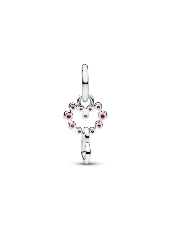 (image for) Pandora Connected Hearts & Red Stones Dangle Charm - 794435C01 - View 4