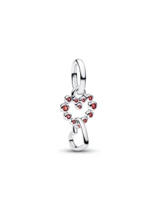 (image for) Pandora Connected Hearts & Red Stones Dangle Charm - 794435C01