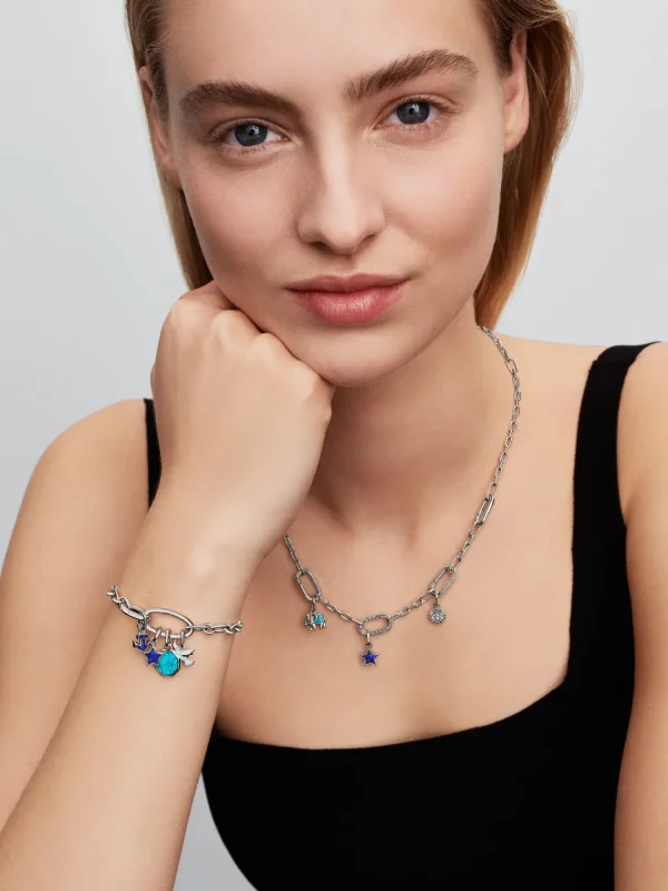 (image for) Pandora Blue Anchor Mini Dangle Charm - 794610C01 - View 4