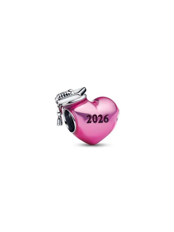(image for) Pandora Graduation 2026 Pink Heart Charm - 794635C01 - View 2