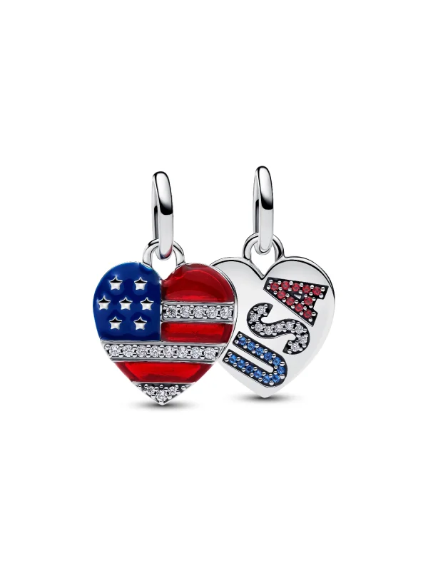 (image for) Pandora Engravable USA Hearts Splittable Dangle Charm - 794920C01 - View 2
