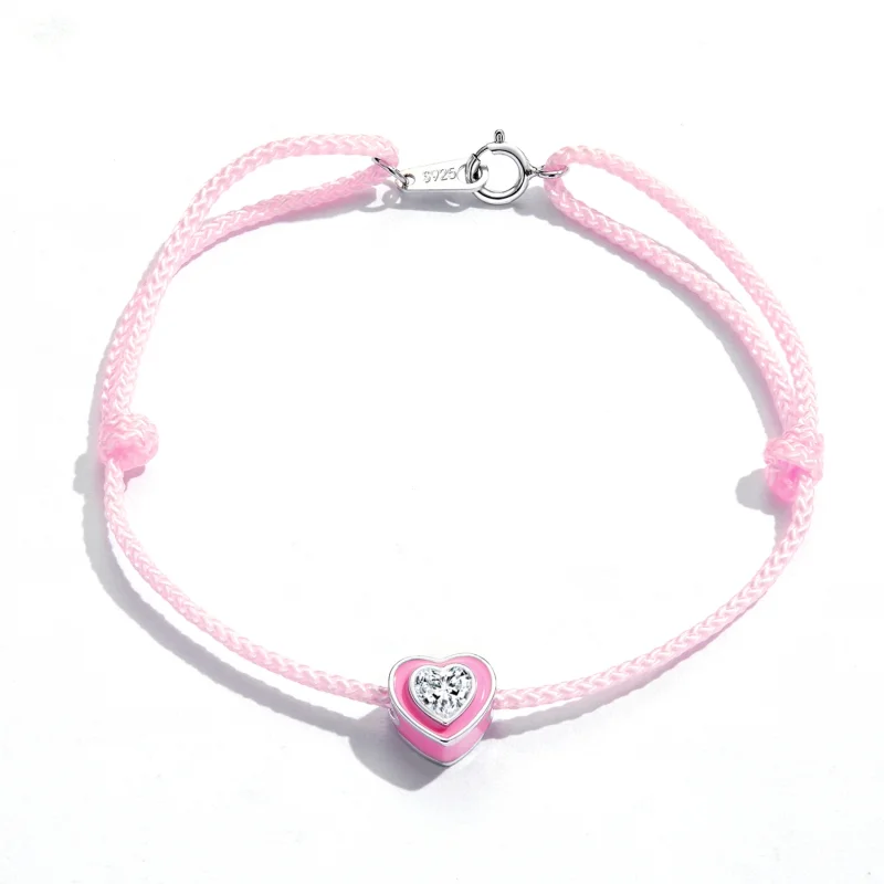 (image for) Pandora Style Pink Heart Anklet - SCT022 - View 2