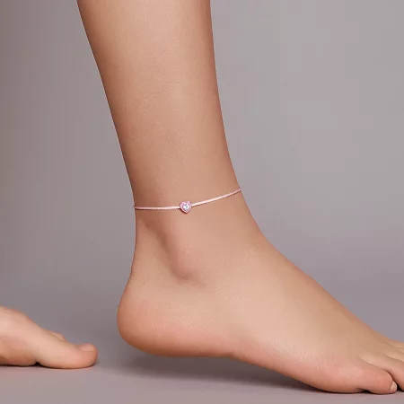 Pandora Style Pink Heart Anklet - SCT022
