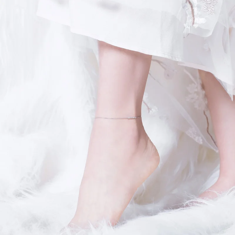 (image for) Pandora Style Silver Helical Anklet - SCT007 - View 3