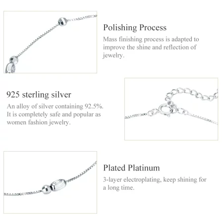 Pandora Style Silver Small Round Beads Anklet - SCT010