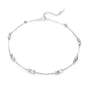 Pandora Style Silver Small Round Beads Anklet - SCT010 Pandora Style Silver Small Round Beads Anklet - SCT010